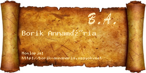 Borik Annamária névjegykártya